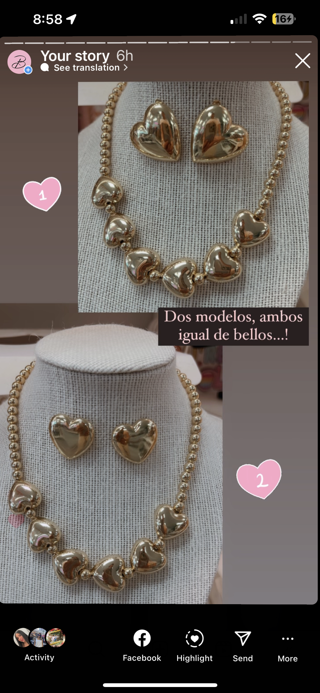 Necklace set whit earrings Hearts chunky