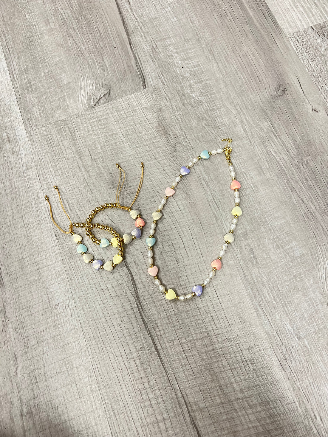 Bracelet pastel hearts$pearls